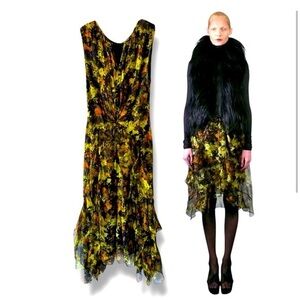 RICHARD CHAI BERGDORF GOODMAN DESIGNER LUXURY HI FASHION SILK FLORAL DRESS SZ 6